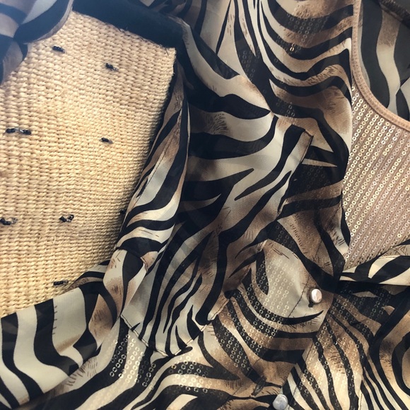 Tiger Print Sheer Blouse, size Small to Medium - Picture 2 of 8